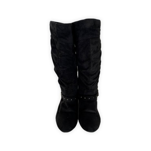 Women’s Black Mid-Calf Suede Boots Sizes 7 - Picture 2 of 7